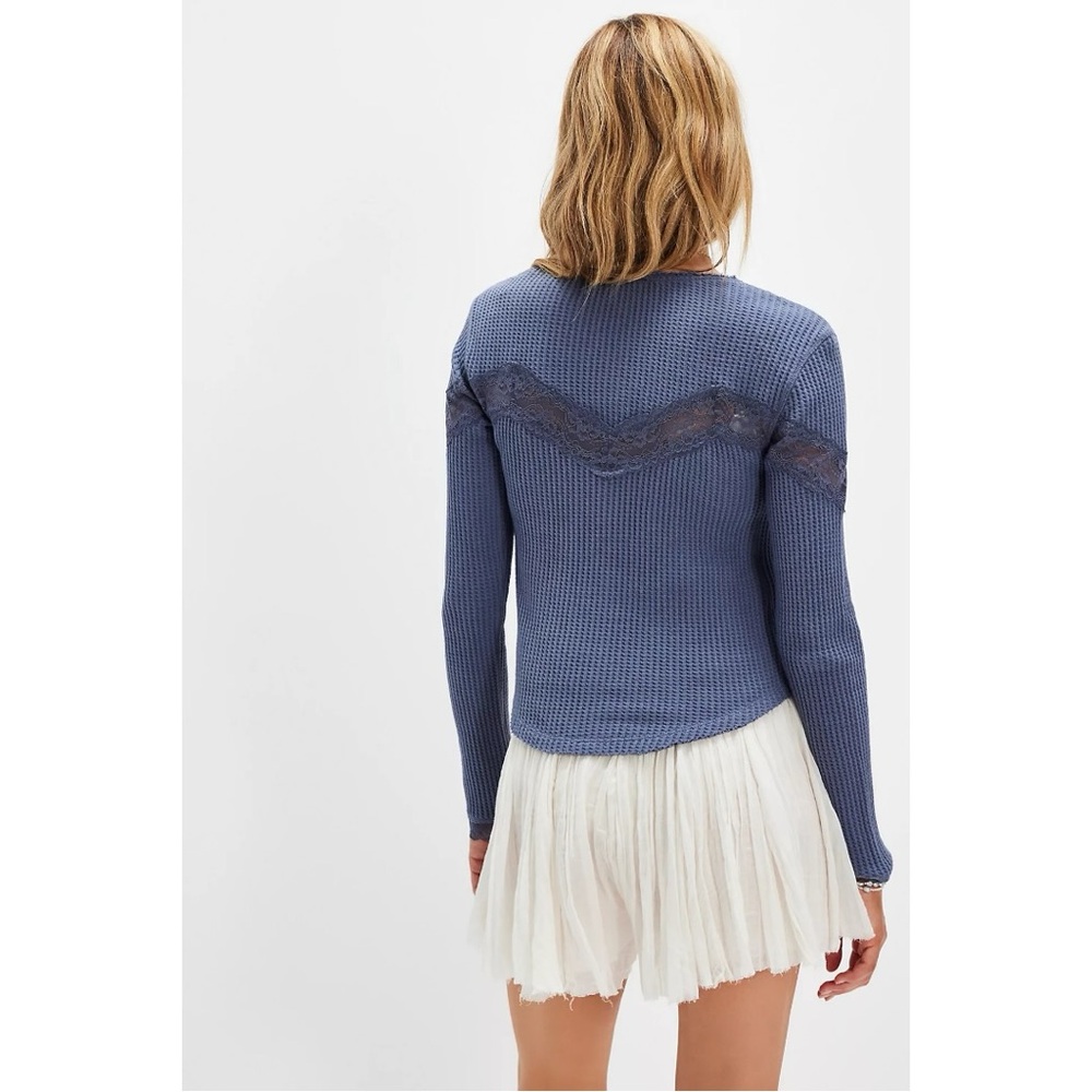 Free People Let's Party Cardi in Flint Stone XL NWT Dainty Thermal Lace 90s Y2K - Picture 4 of 10